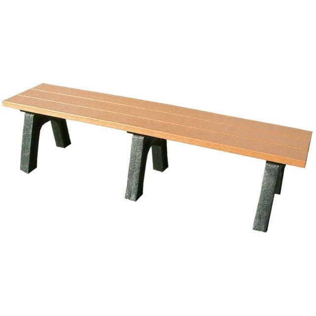 6 foot flat Standard Mall Bench made with recycled plastic materials