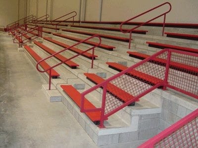 concrete bleachers with recycled plastic seating
