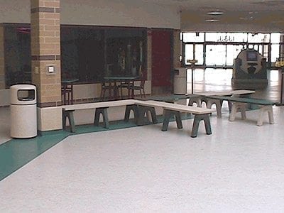 benches in sportsplex lobby