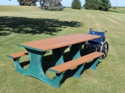8 foot picnic table with wheelchair accessible extension