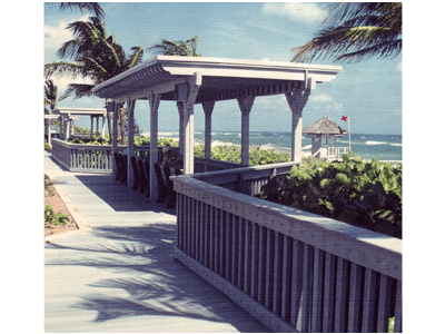 boardwalk built with structural plastic lumber
