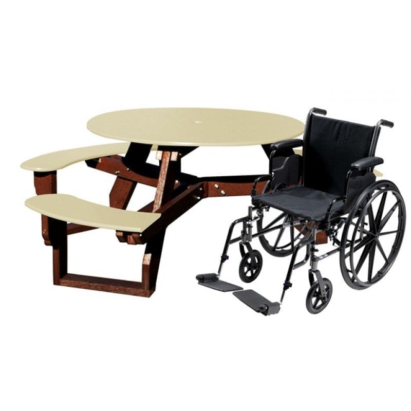 Round table with opening for wheelchair