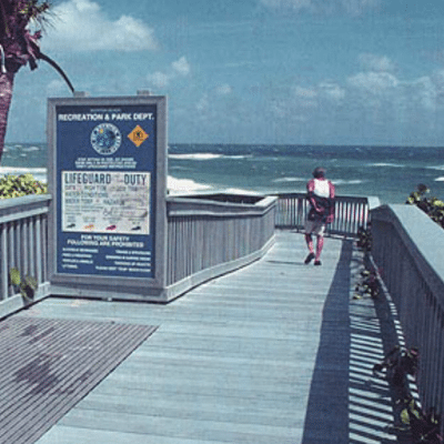 boardwalk built with structural plastic lumber near ocean