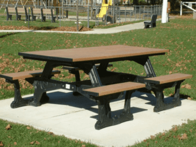 ADA accessible commons easy access picnic table made from recycled plastic materials