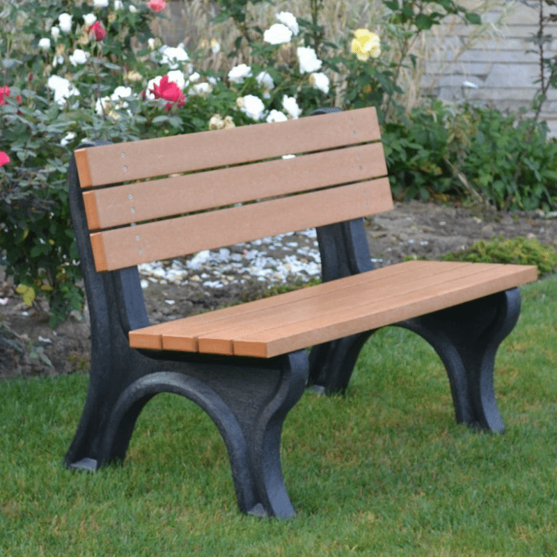 four foot deluxe park bench made from recycled plastic materials