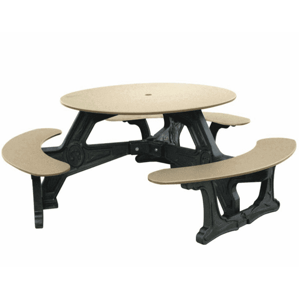 greenscape round picnic table for 6 made from recycled plastic materials