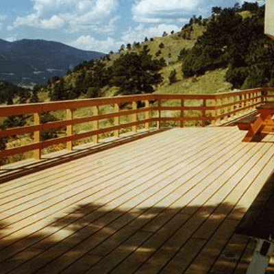 observation deck built with structural and non-structural plastic lumber in mountains