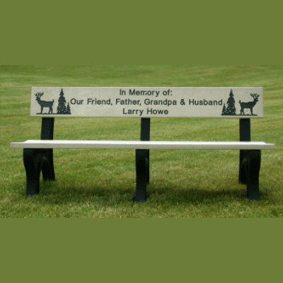 standard park bench custom engraved with words and images